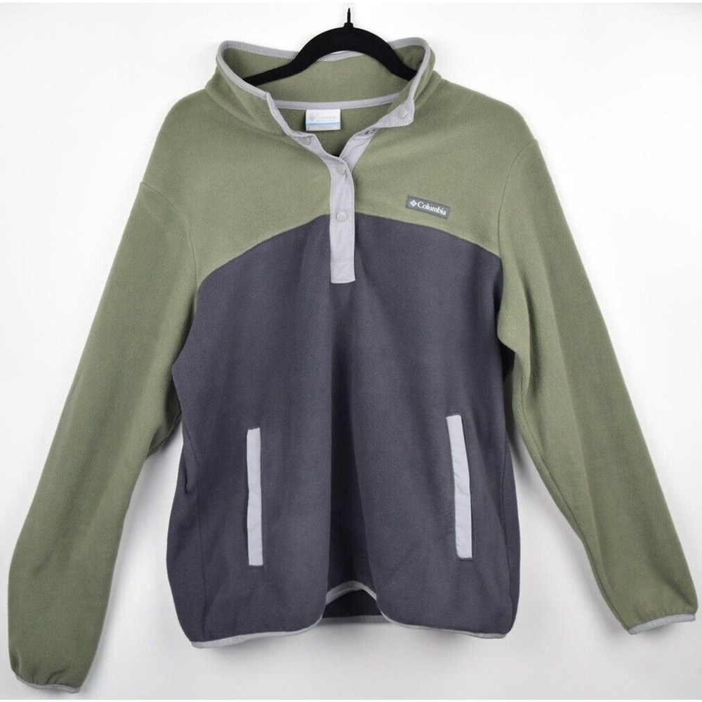Columbia Olive Green and Charcoal Gray Half-Snap Fleece Pullover